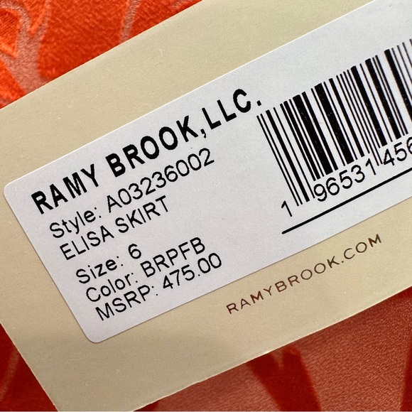 Ramy Brook Skirt Size 6 Orange A-Line Elisa Floral Ruffled Lined Fashion Style - Picture 9 of 11